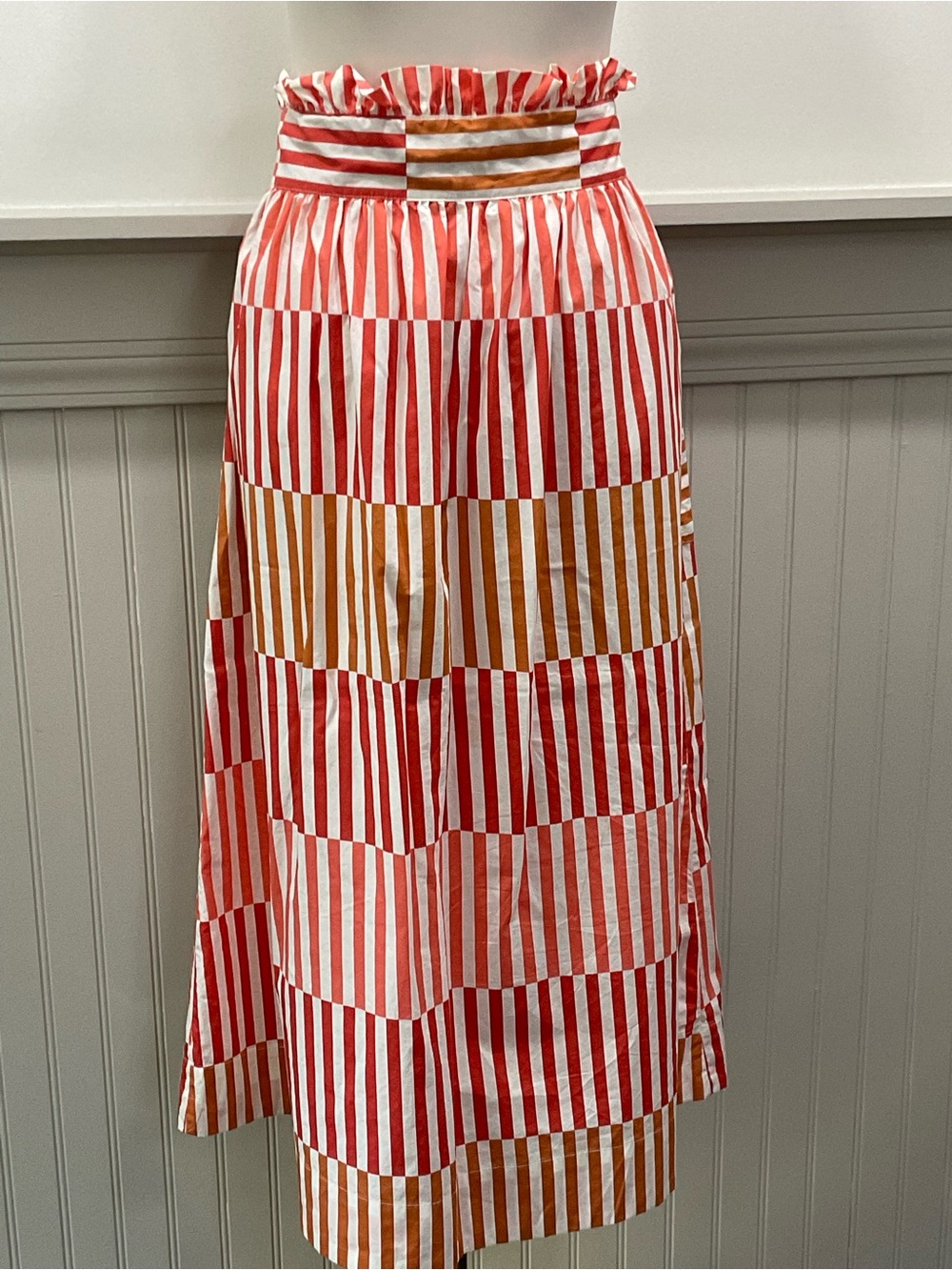 100% Cotton Bold Striped Midi Skirt - Picture 3 of 7